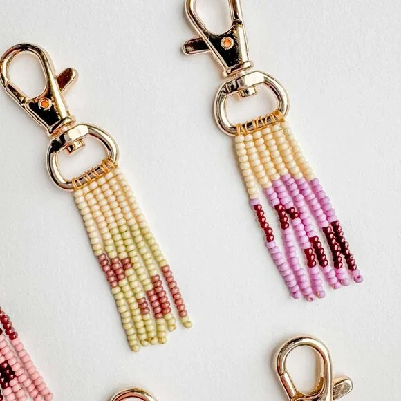 Handmade Beaded Tassel Purse Charm Keychain - Picture 7 of 10